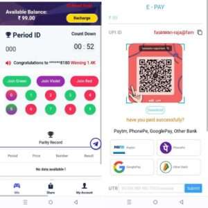 Vclub Primium Manuall QR & UTR Payment Color Prediction Game